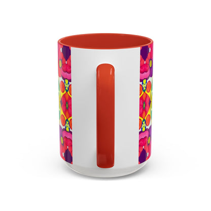 Accent Coffee Mug, Pisces, Zodiac v4, Flower Pattern, (11, 15oz)