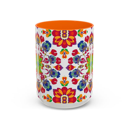 Accent Coffee Mug, Libra, Zodiac v1, Flower Pattern, (11, 15oz)