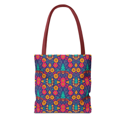 Tote Bag, (AOP), Taurus, Zodiac v1, Flower Pattern