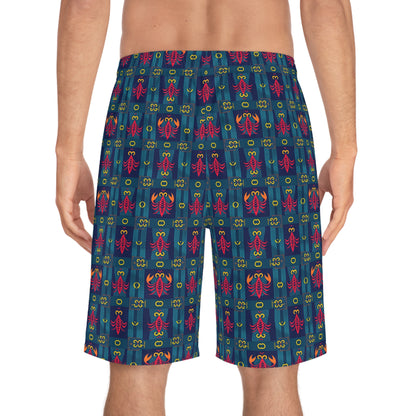 Men's Board Shorts, (AOP), Scorpio, Zodiac v1, Shape Pattern