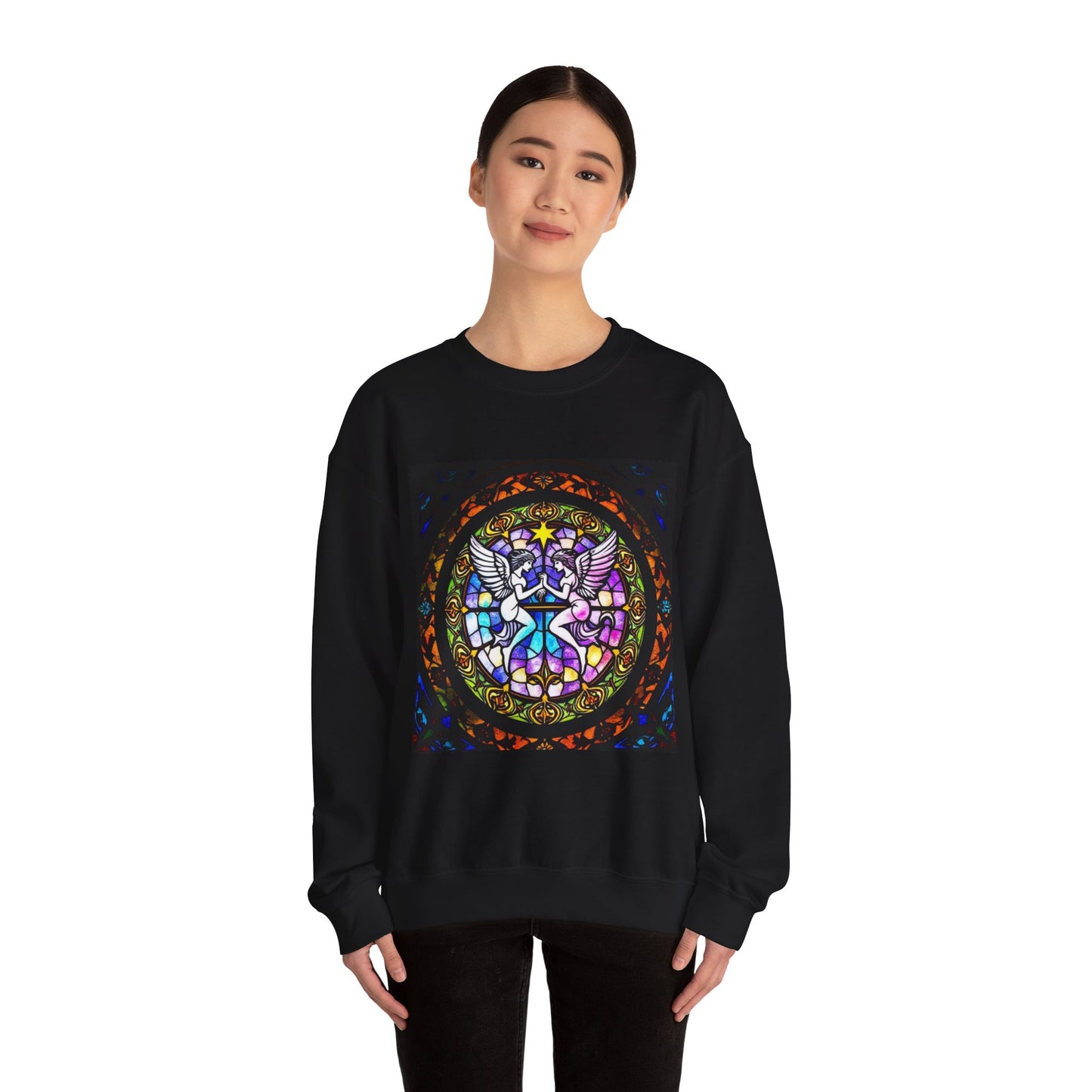 Unisex Heavy Blend™ Crewneck Sweatshirt, Glass 1, Gemini Zodiac Design
