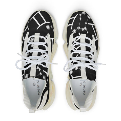Men's Mesh Sneakers, Gemini Zodiac Sign, AOP, Black