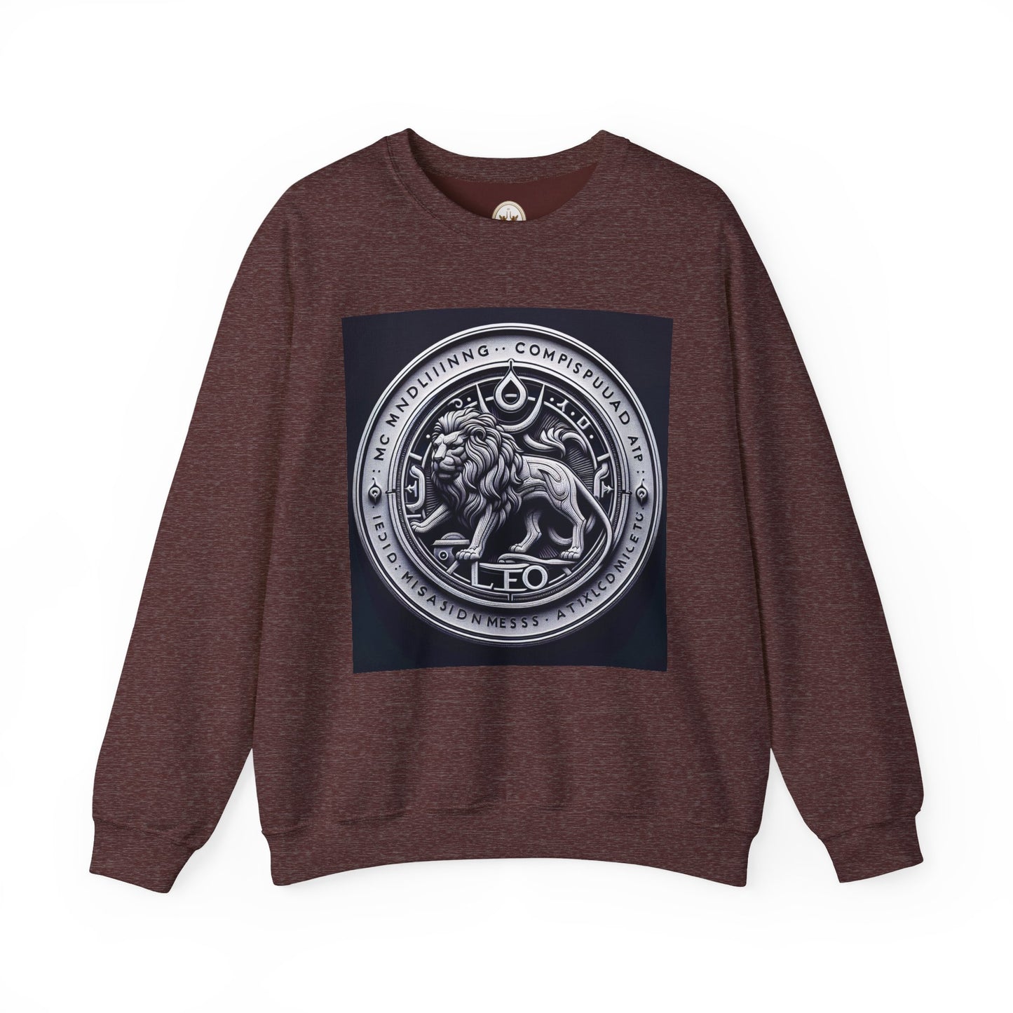 Unisex Heavy Blend™ Crewneck Sweatshirt, Lion Coin, Leo Zodiac Design