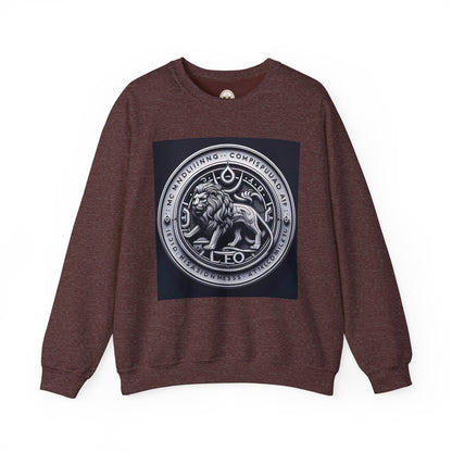 Unisex Heavy Blend™ Crewneck Sweatshirt, Lion Coin, Leo Zodiac Design