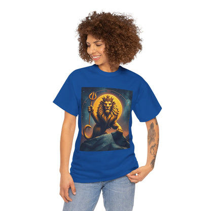 Unisex Heavy Cotton T-Shirt, King of Lion v3, Leo Zodiac Design