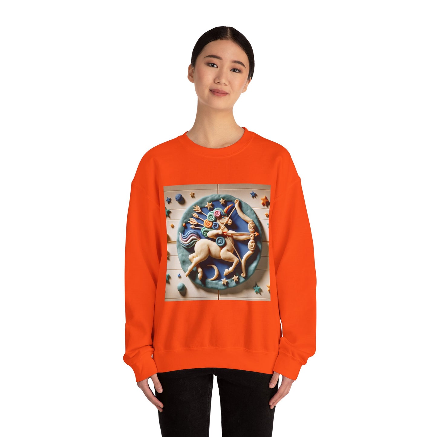 Unisex Heavy Blend™ Crewneck Sweatshirt, Colorful Horse, Sagittarius Zodiac Design