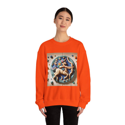 Unisex Heavy Blend™ Crewneck Sweatshirt, Colorful Horse, Sagittarius Zodiac Design