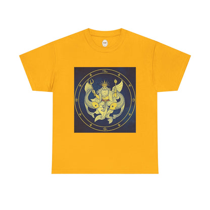 Unisex Heavy Cotton T-Shirt, King of Pisces, Zodiac Design