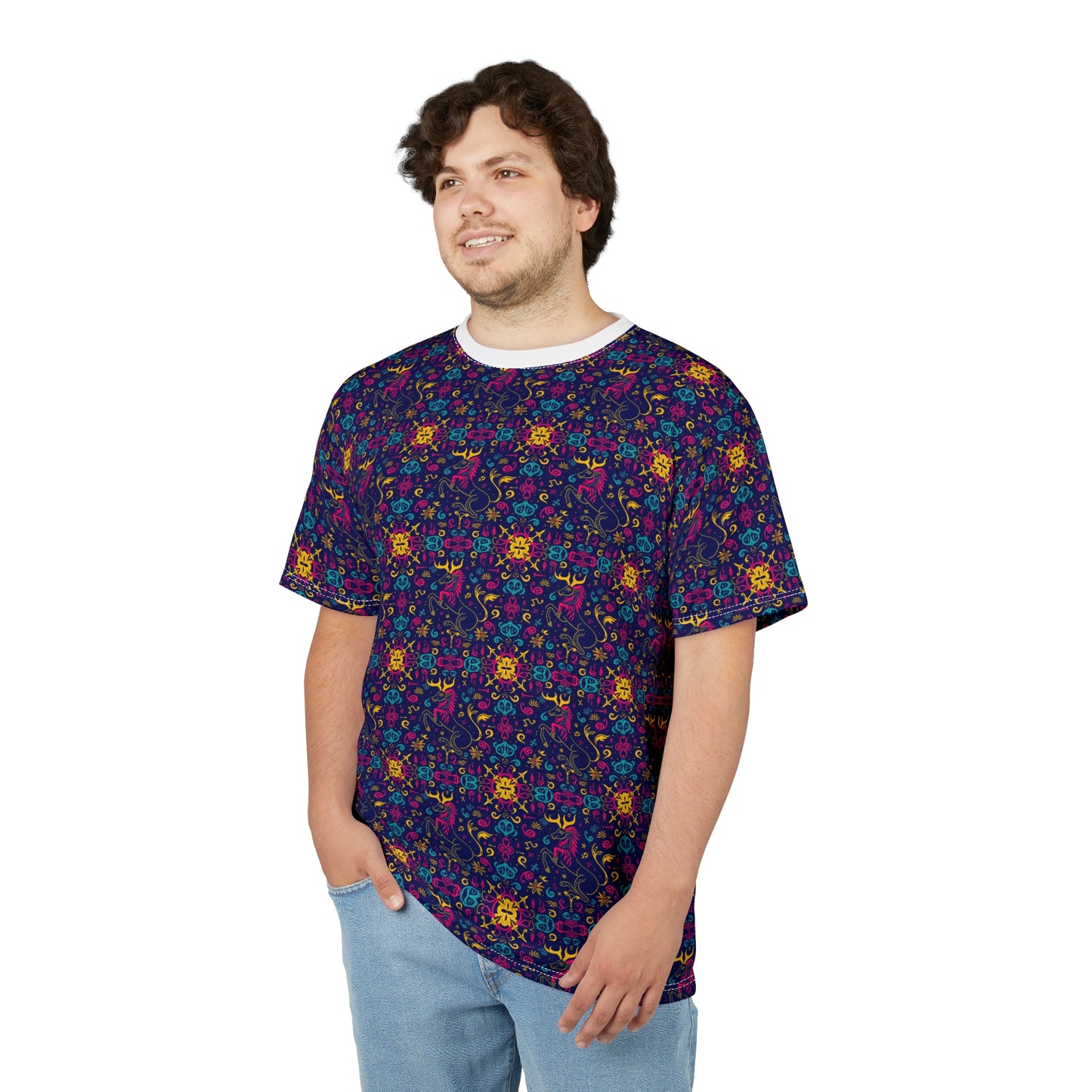 Unisex Cut & Sew T-Shirt, AOP, Aquarius, Zodiac v1, Pattern