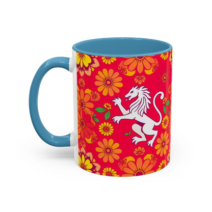 Accent Coffee Mug, Leo, Zodiac v4, Flower Pattern, (11, 15oz)