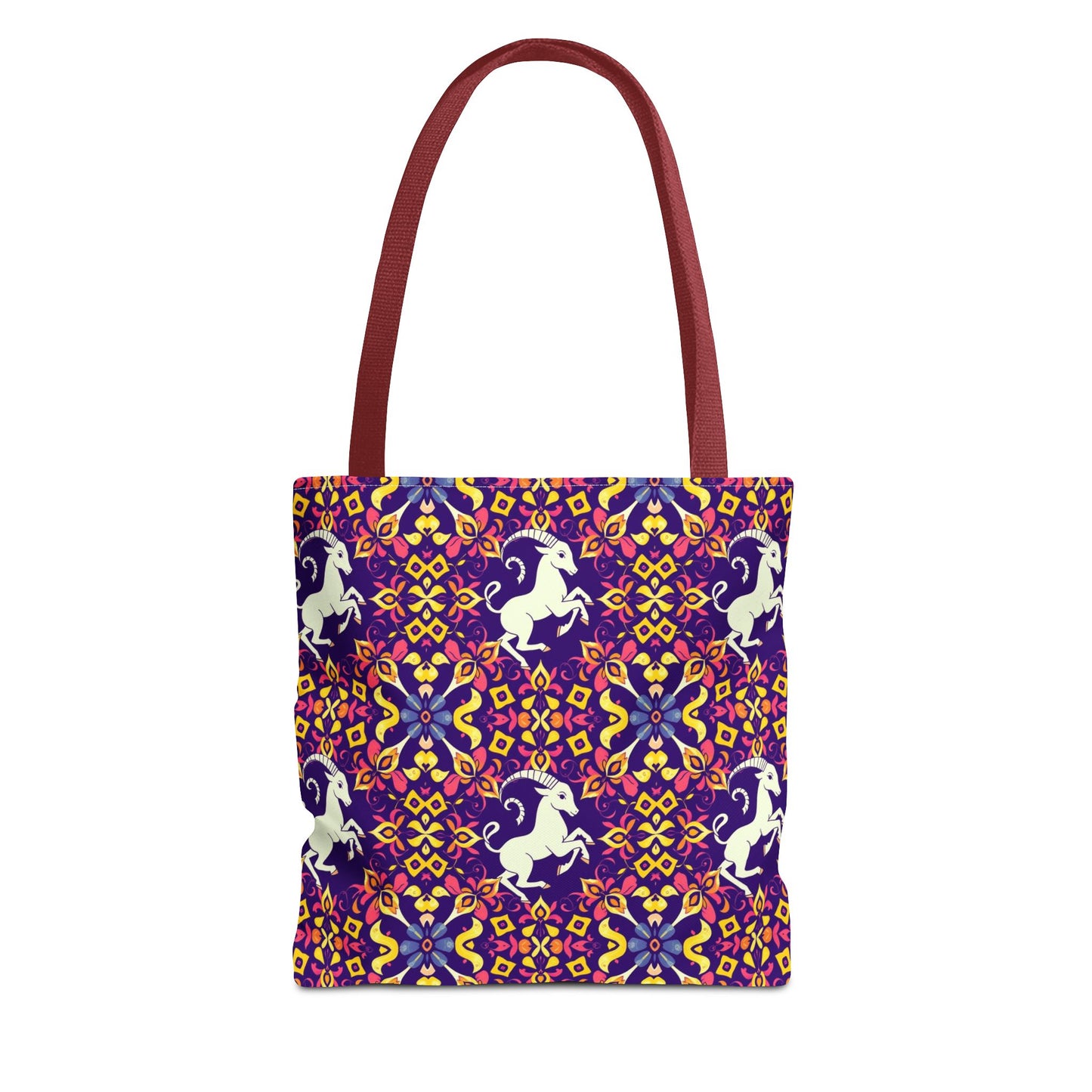 Tote Bag (AOP), Capricorn, Zodiac v2, Flower Pattern