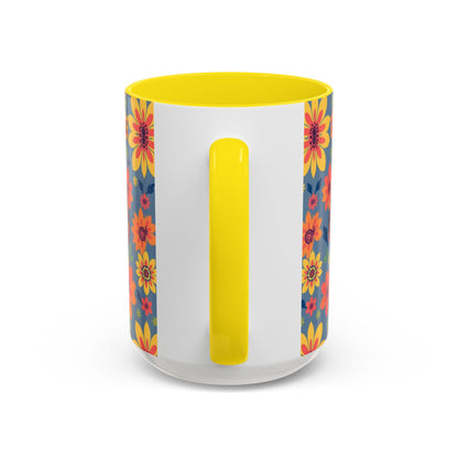 Accent Coffee Mug, Cancer, Zodiac v1, Flower Pattern, (11, 15oz)