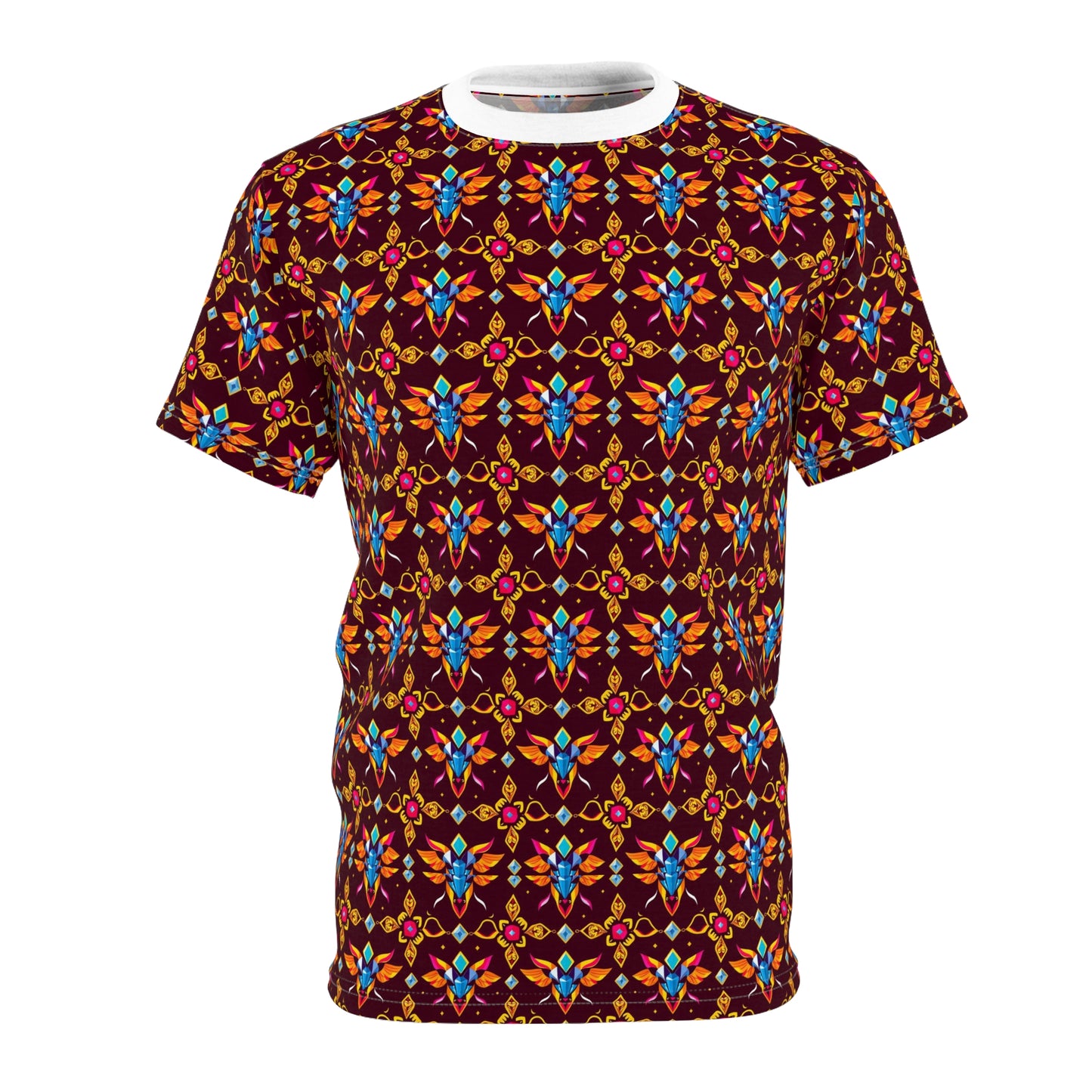 Unisex Cut & Sew T-Shirt, (AOP), Taurus, Zodiac v3, Jewels Pattern