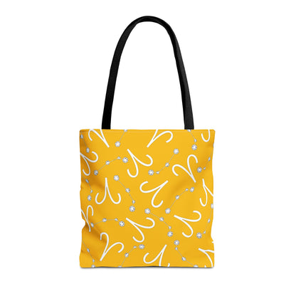 Tote Bag, Aries Zodiac Sign, AOP, (Yellow, White)