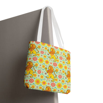 Tote Bag, (AOP), Leo, Zodiac v2, Flower Pattern