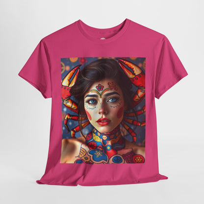 Unisex Heavy Cotton T-Shirt, Cancer, Zodiac v1, Sexy Art
