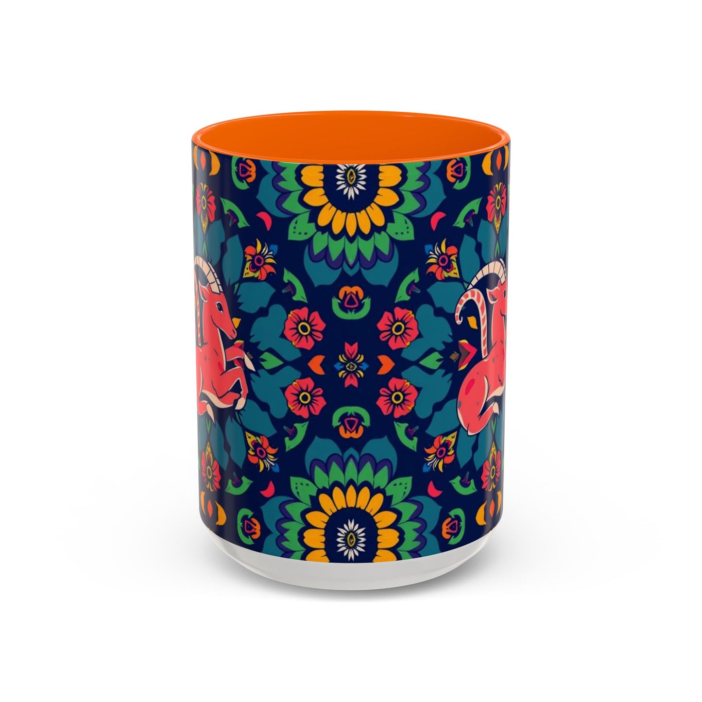 Accent Coffee Mug, Capricorn, Zodiac, Flower Pattern, (11, 15oz)