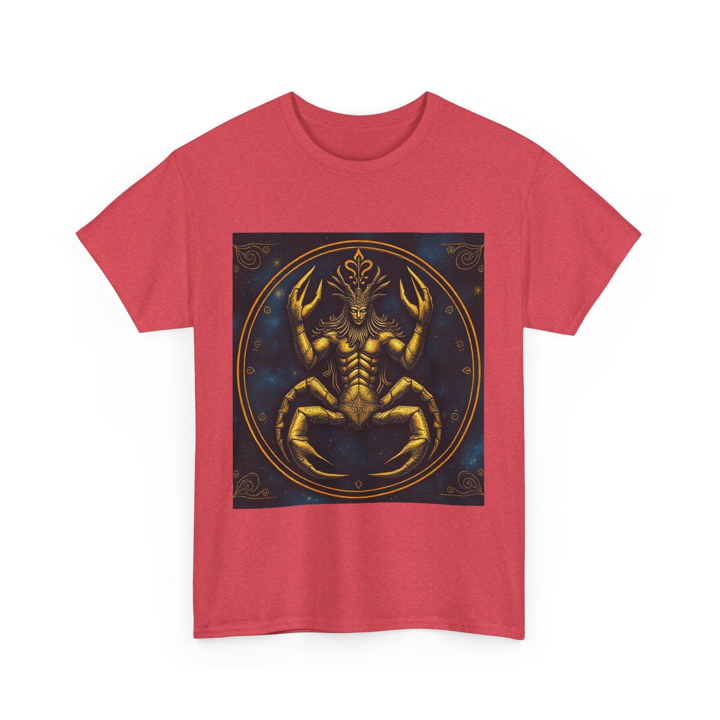 Unisex Heavy Cotton T-Shirt, Scorpion King 1v, Cancer Zodiac Design
