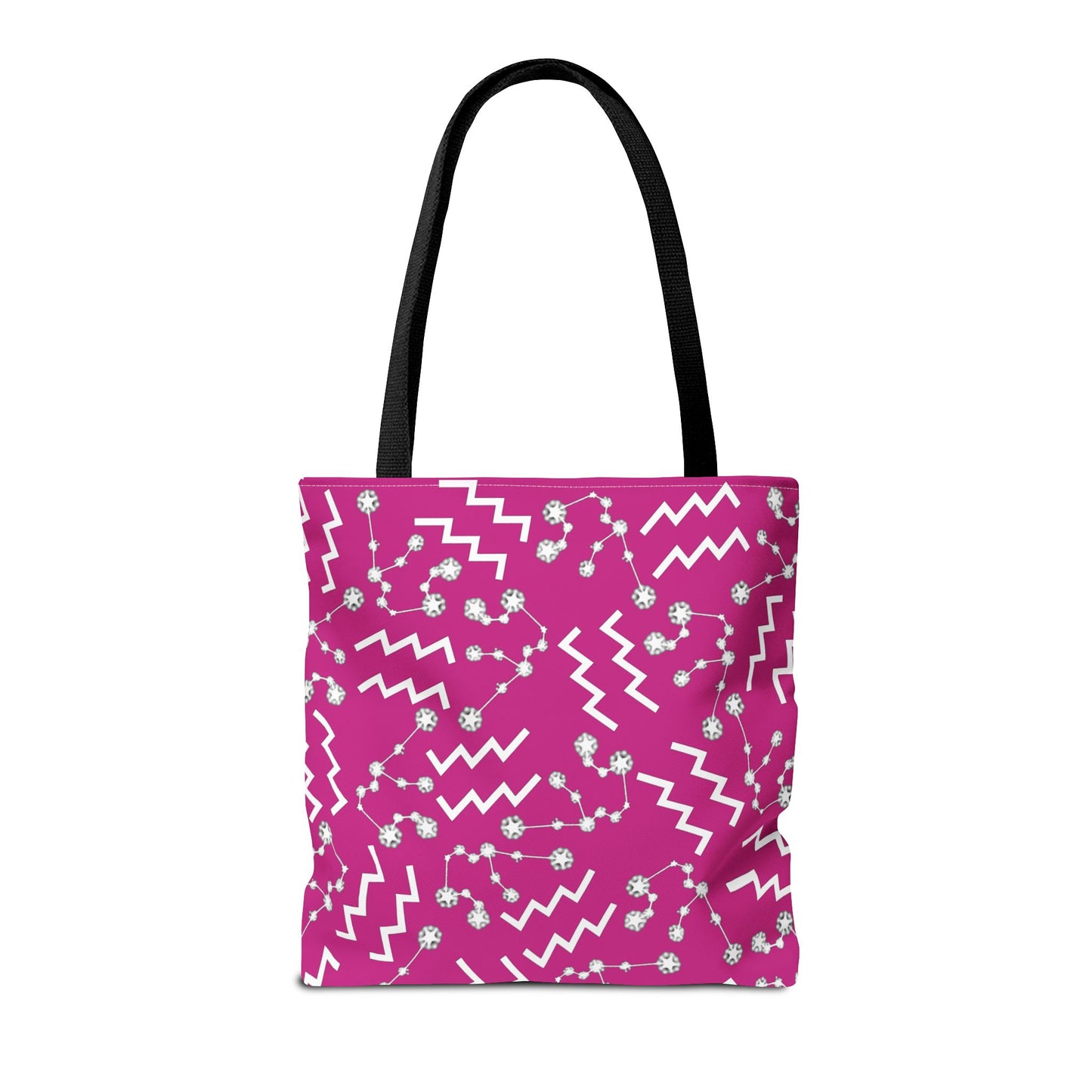 Tote Bag, Aquarius Zodiac Sign, AOP, (Pink, White)