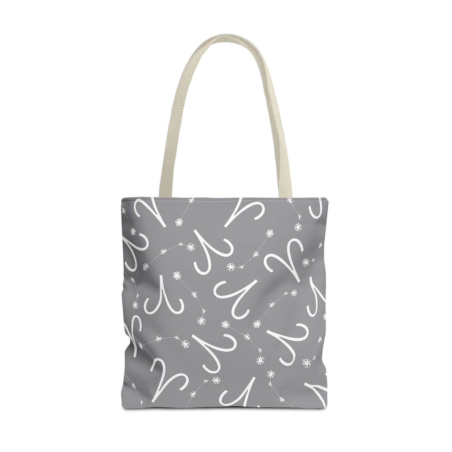 Tote Bag, Aries Zodiac Sign, AOP, (Grey, White)