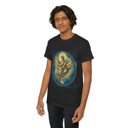 Unisex Heavy Cotton T-Shirt, Pisces King. Zodiac Design