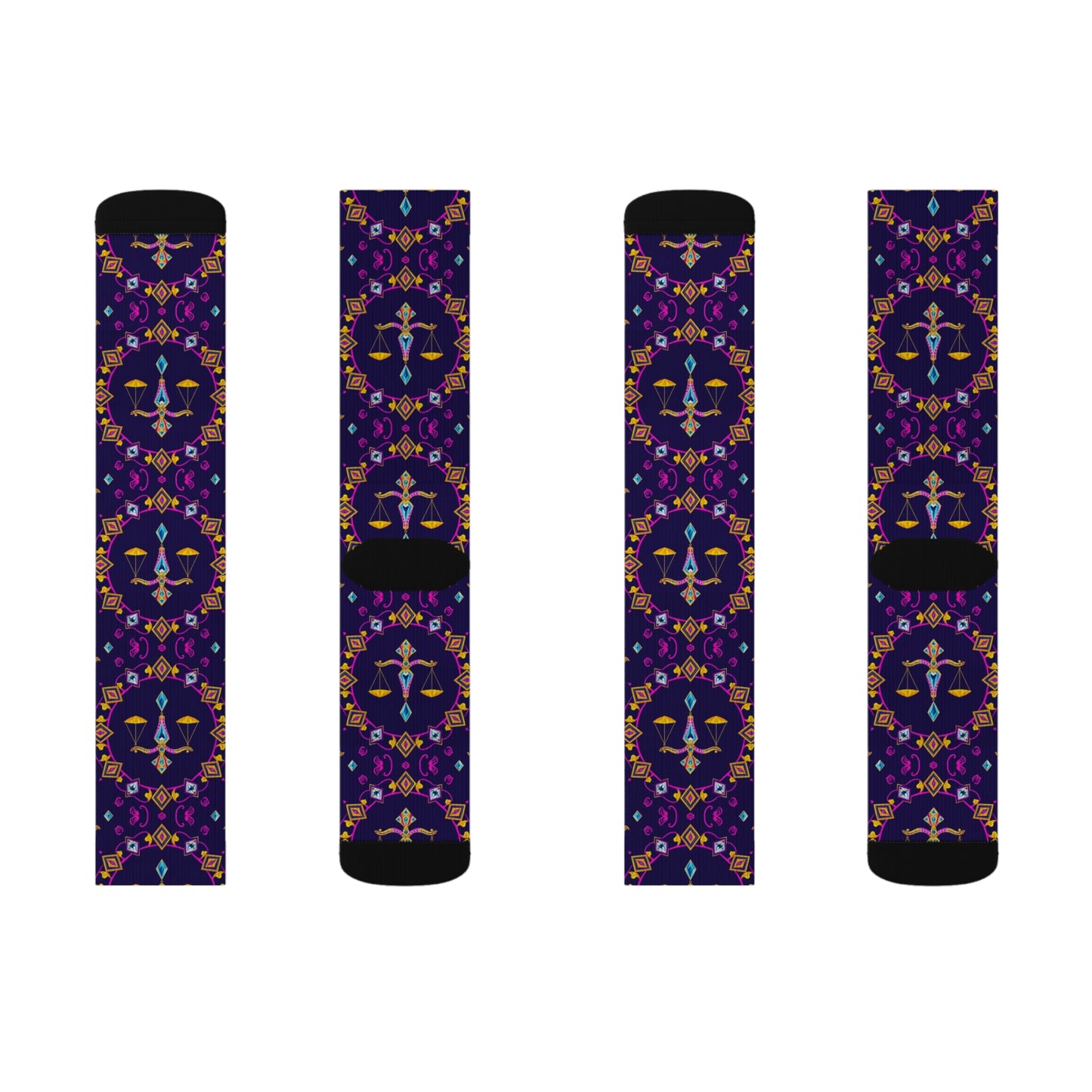 Sublimation Socks, Libra, Zodiac v4, Jewel Pattern