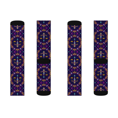 Sublimation Socks, Libra, Zodiac v4, Jewel Pattern