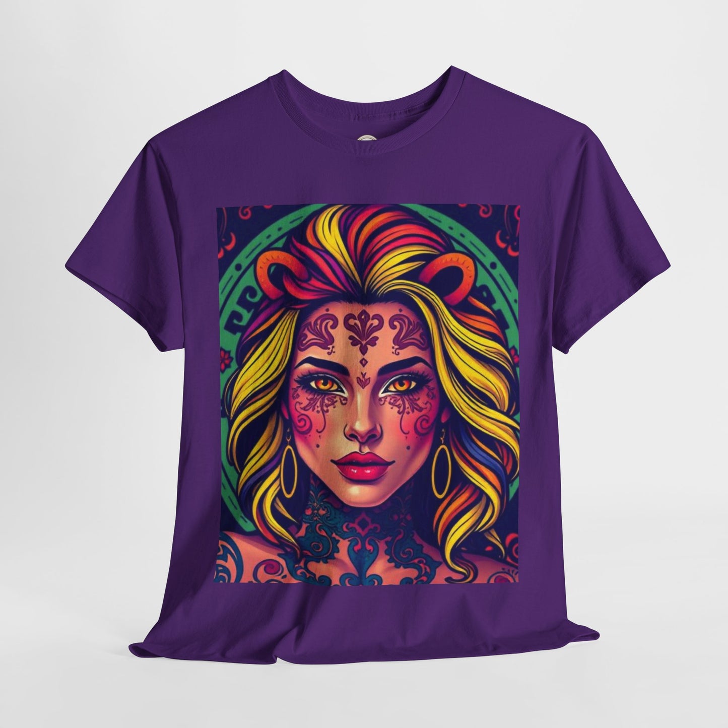 Unisex Heavy Cotton T-Shirt, Leo, Zodiac v1, Sexy Art