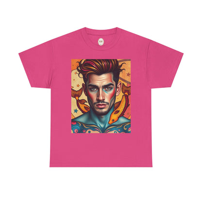 Unisex Heavy Cotton T-Shirt, Pisces, Zodiac v2, Sexy Art