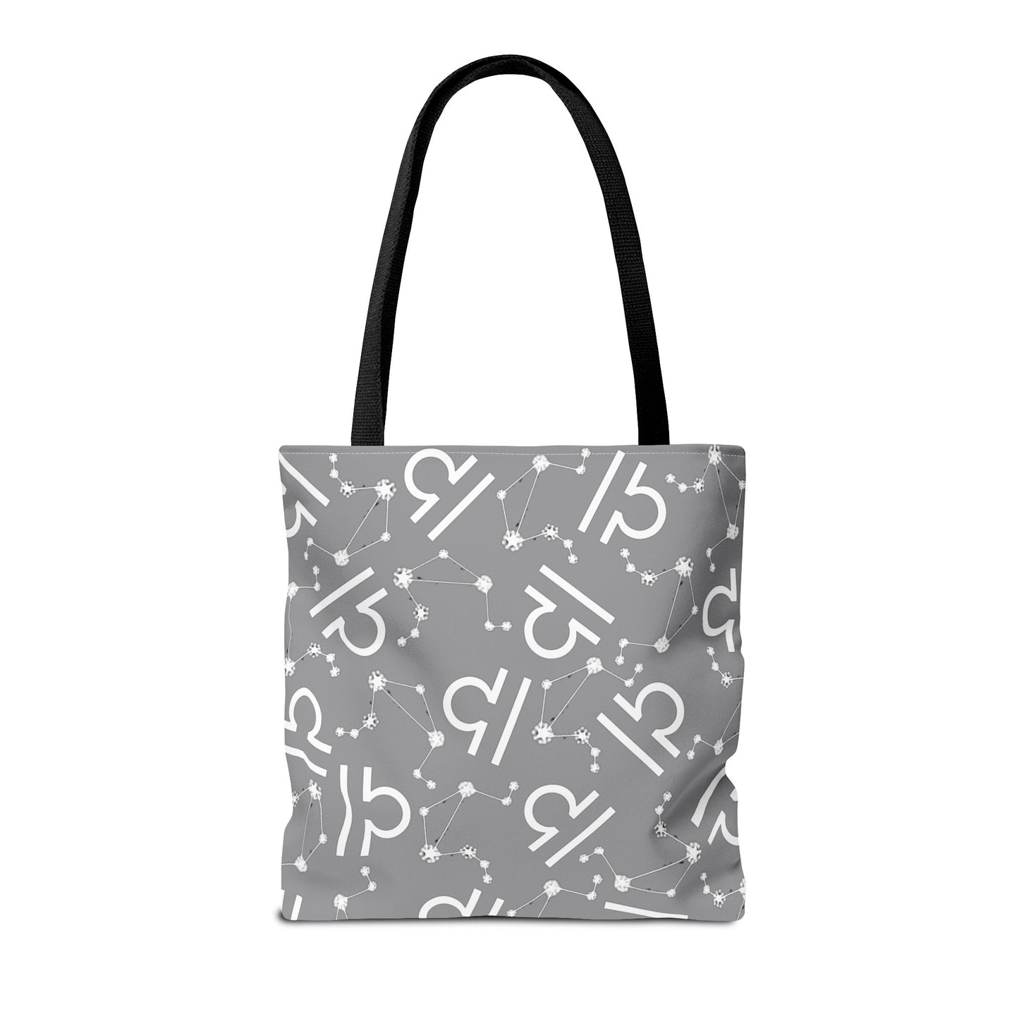 Tote Bag, Libra Zodiac Sign, AOP, (Grey, White)