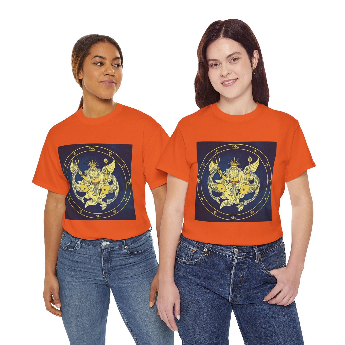 Unisex Heavy Cotton T-Shirt, King of Pisces, Zodiac Design