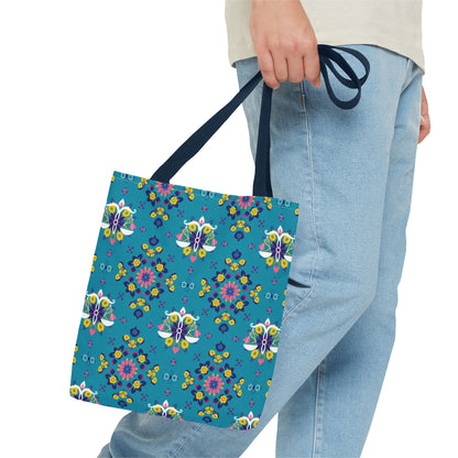 Tote Bag (AOP), Libra, Zodiac v1, Flower Pattern