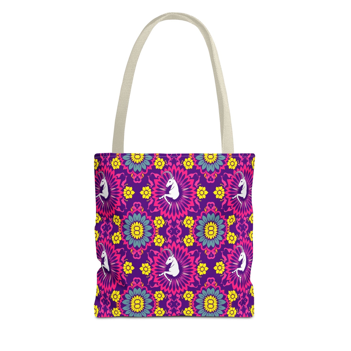 Tote Bag, (AOP), Capricorn, Zodiac v5, Flower Pattern