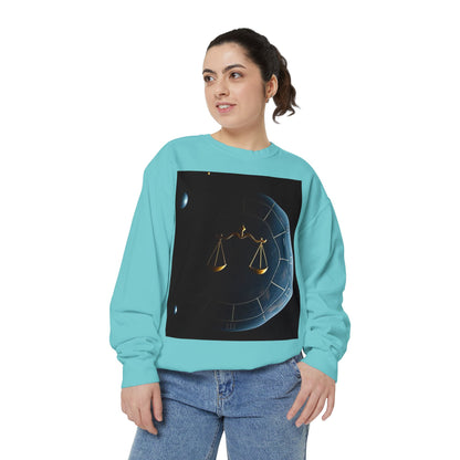 Garment-Dyed Sweatshirt, Unisex, Space Animal Design v1, Libra