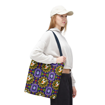Tote Bag (AOP), Sagittarius, Zodiac v2, Flower Pattern