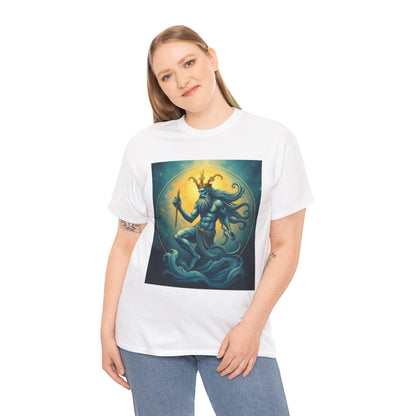Unisex Heavy Cotton T-Shirt, Aquarius God, Zodiac Design