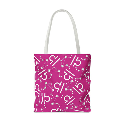 Tote Bag, Libra Zodiac Sign, AOP, (Pink, White)