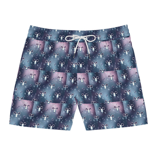 Men's Mid-Length Swim Shorts, (AOP), Aries, Zodiac v3, Bubble Pattern