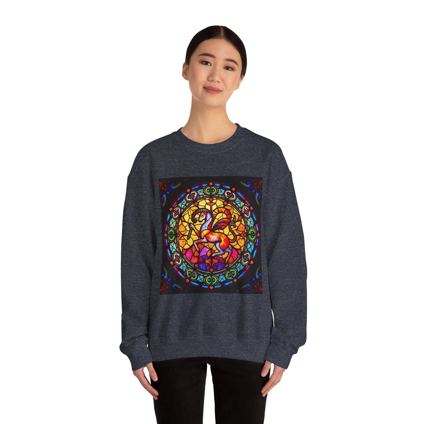Unisex Heavy Blend™ Crewneck Sweatshirt, Glass 1, Aries Zodiac Design