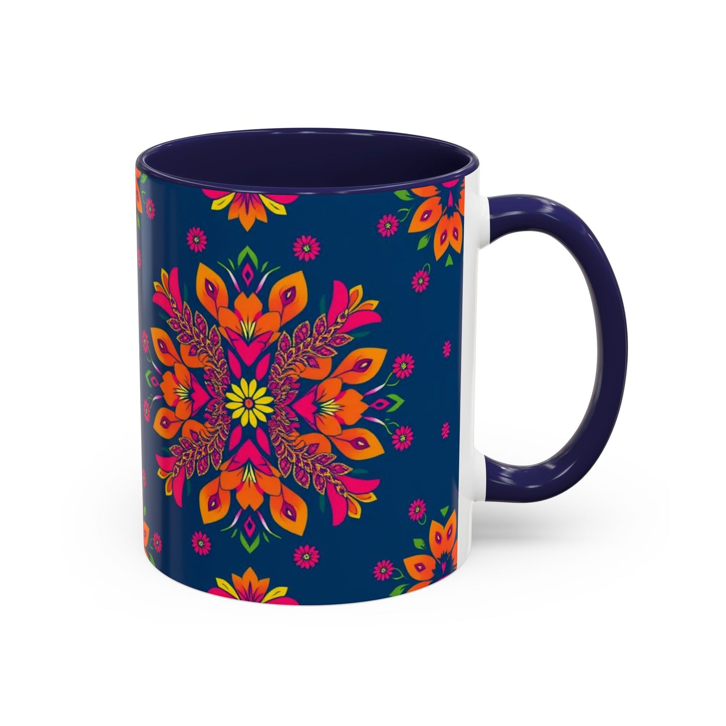 Accent Coffee Mug, Gemini, Zodiac v2, Flower Pattern, (11, 15oz)