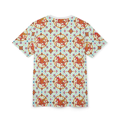 Unisex Cut & Sew T-Shirt, (AOP) Aquarius, Zodiac v2, Jewels Pattern