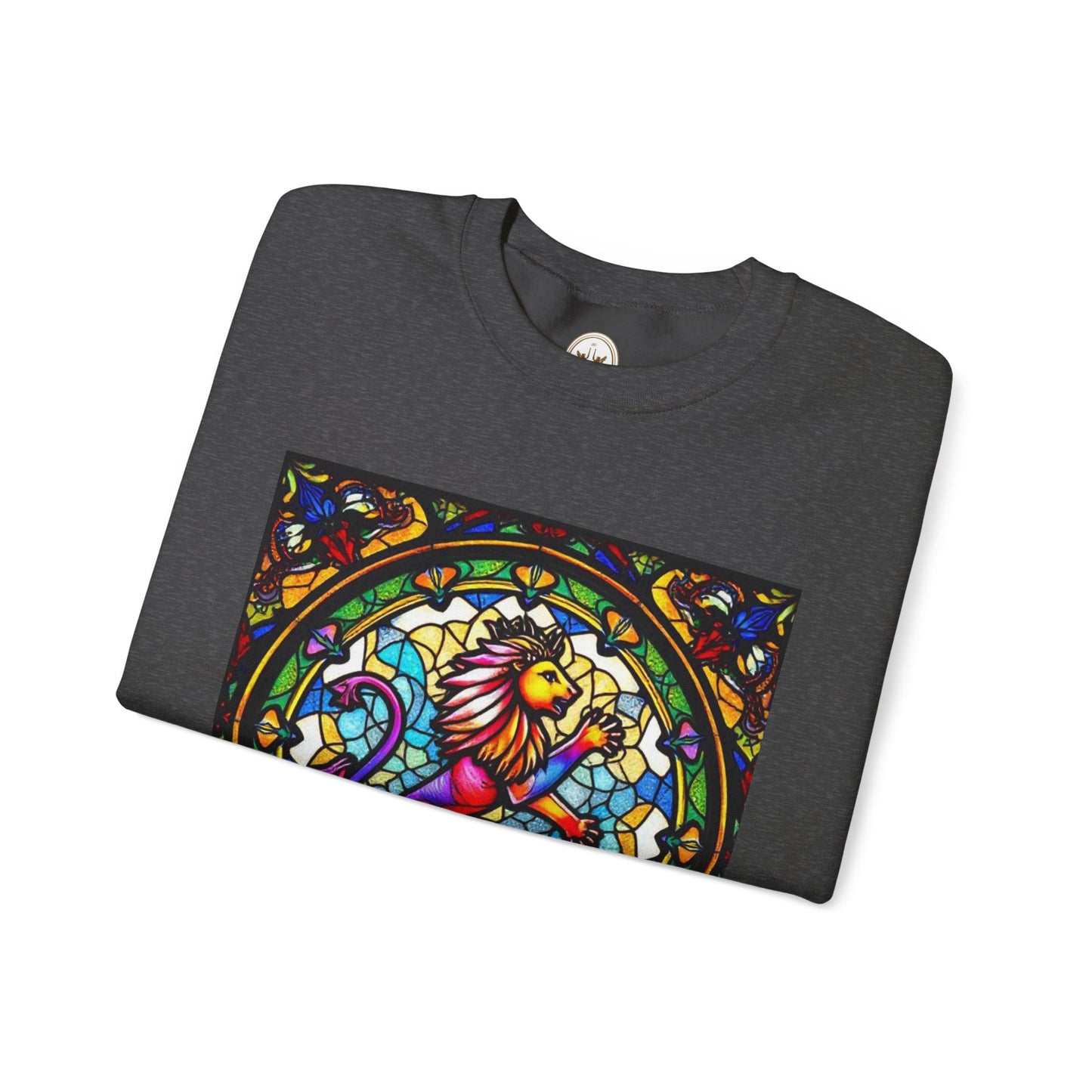 Unisex Heavy Blend™ Crewneck Sweatshirt, Glass, Leo Zodiac Design