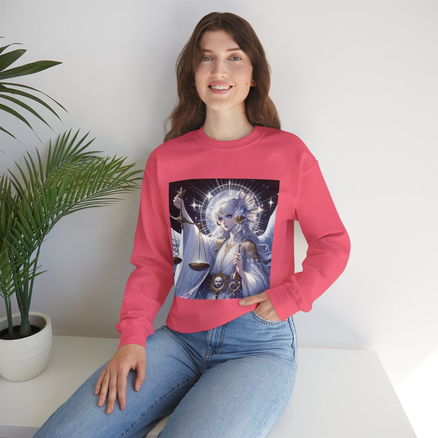 Unisex Heavy Blend™ Crewneck Sweatshirt,anime angel, Libra Zodiac Design