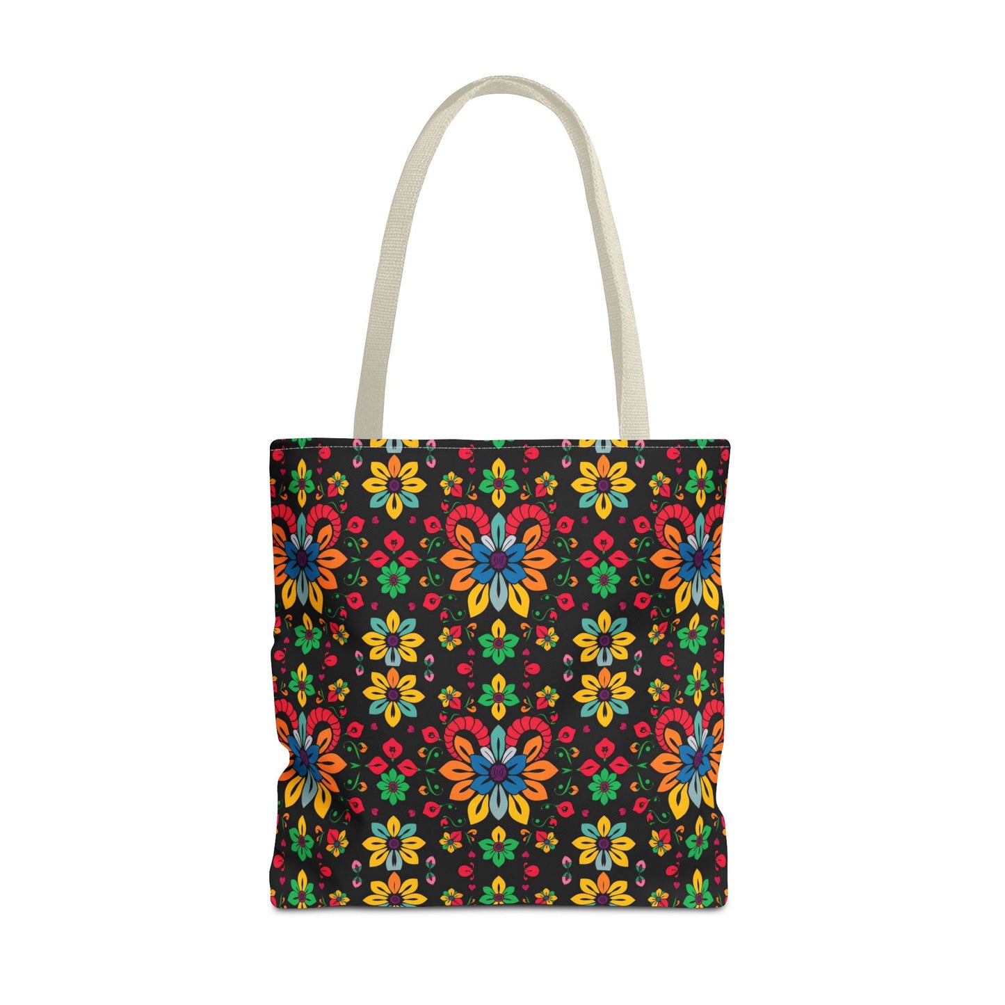 Tote Bag, (AOP), Aries, Zodiac v3, Flower Pattern