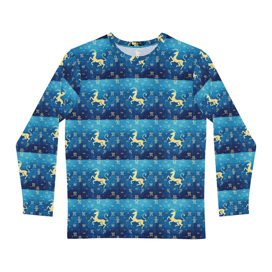 Men's Long Sleeve Shirt, (AOP), Aquarius, Zodiac, Pattern
