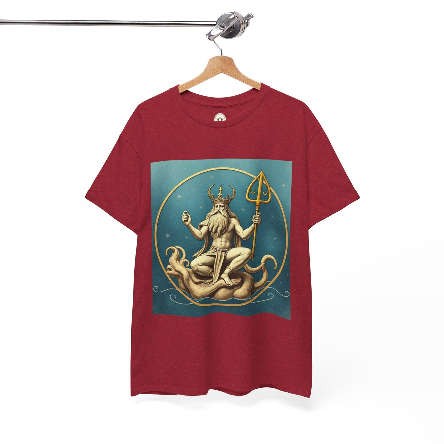 Unisex Heavy Cotton T-Shirt, Aquarius God 3v, Zodiac Design