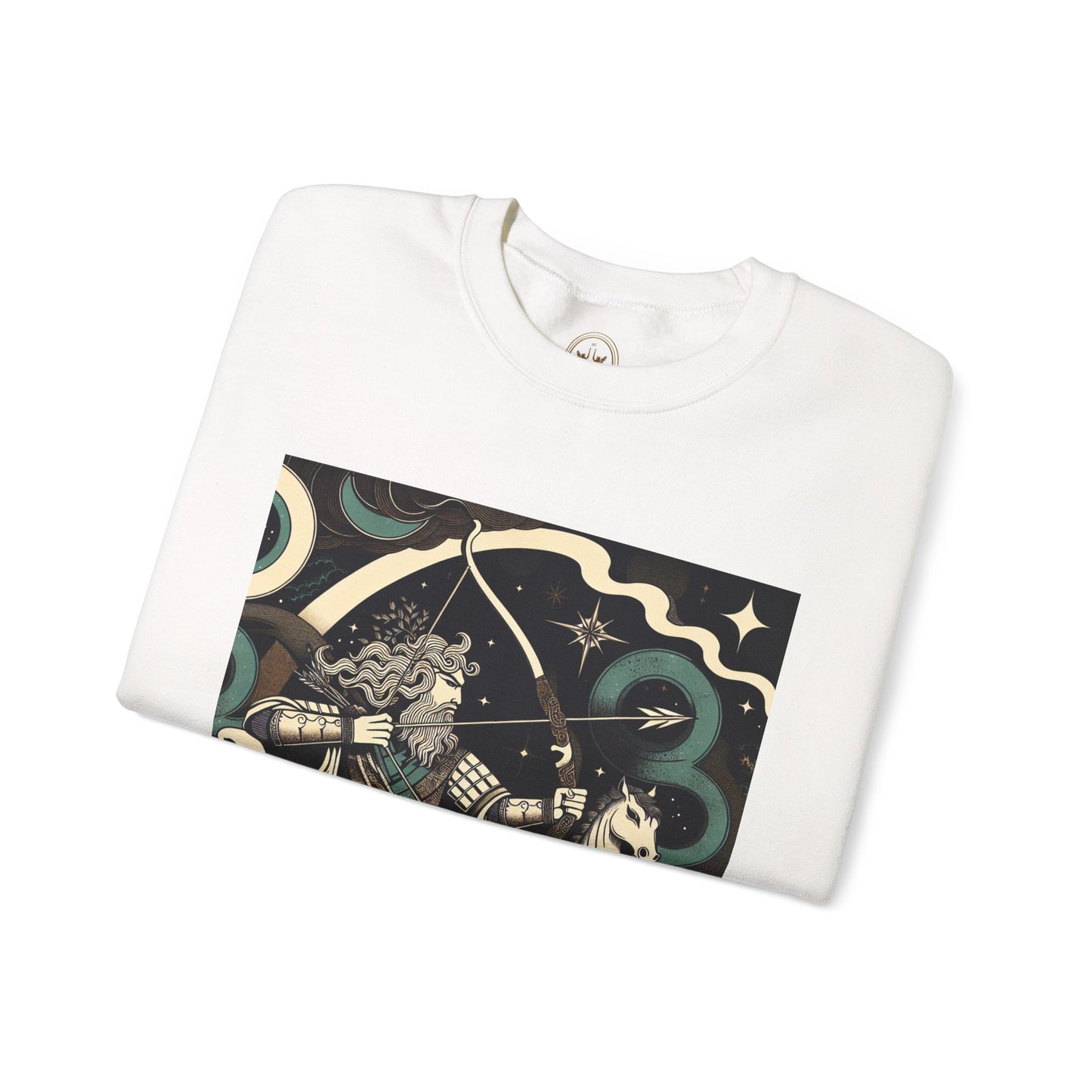 Unisex Heavy Blend™ Crewneck Sweatshirt, Man With Arrow Sagittarius Zodiac Design