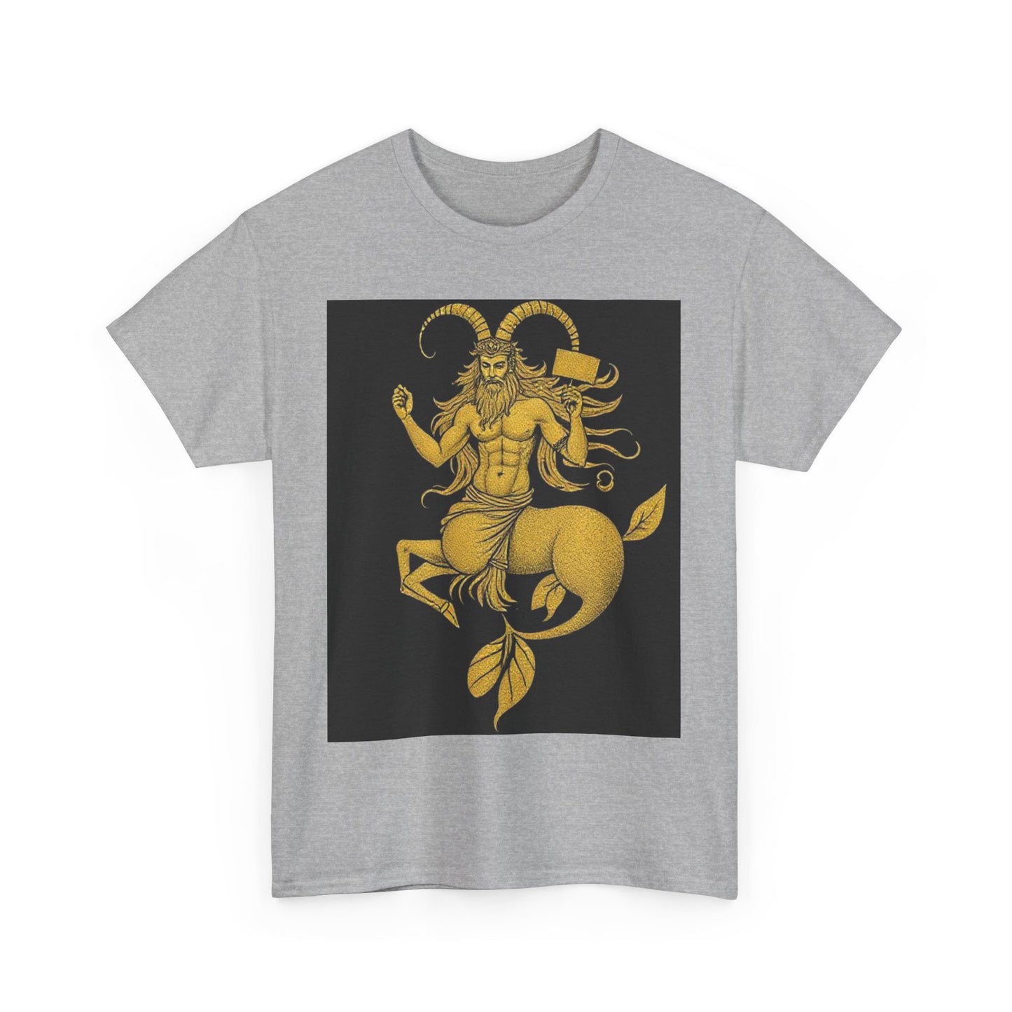 Unisex Heavy Cotton T-Shirt, Capricorn God, Zodiac Design