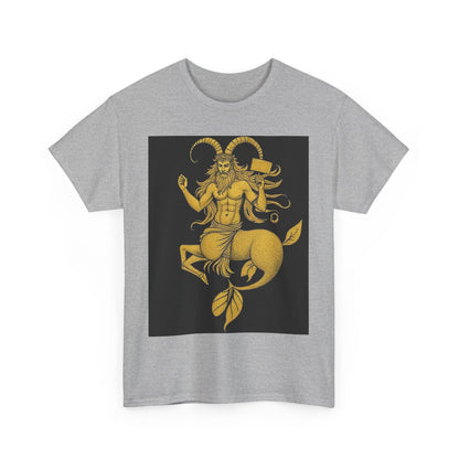 Unisex Heavy Cotton T-Shirt, Capricorn God, Zodiac Design