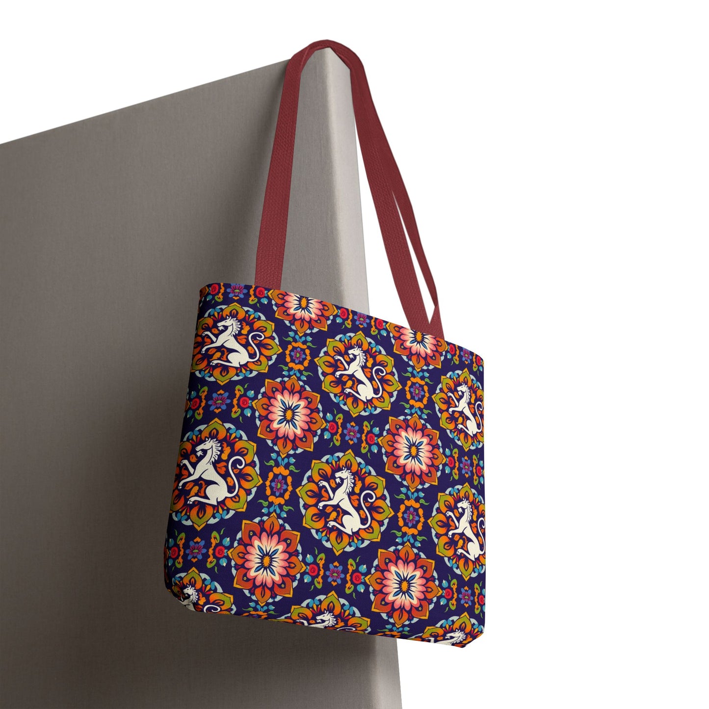 Tote Bag, (AOP), Virgo, Zodiac v3, Flower Pattern